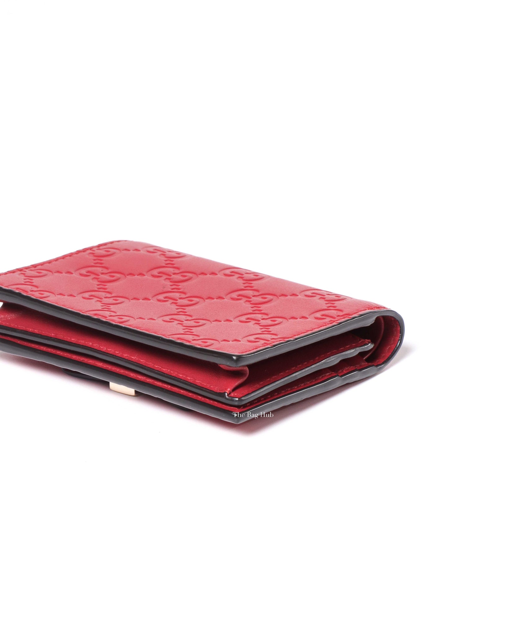 Gucci Hibiscus Red Microguccissima Bow Signature Leather Card Wallet-11