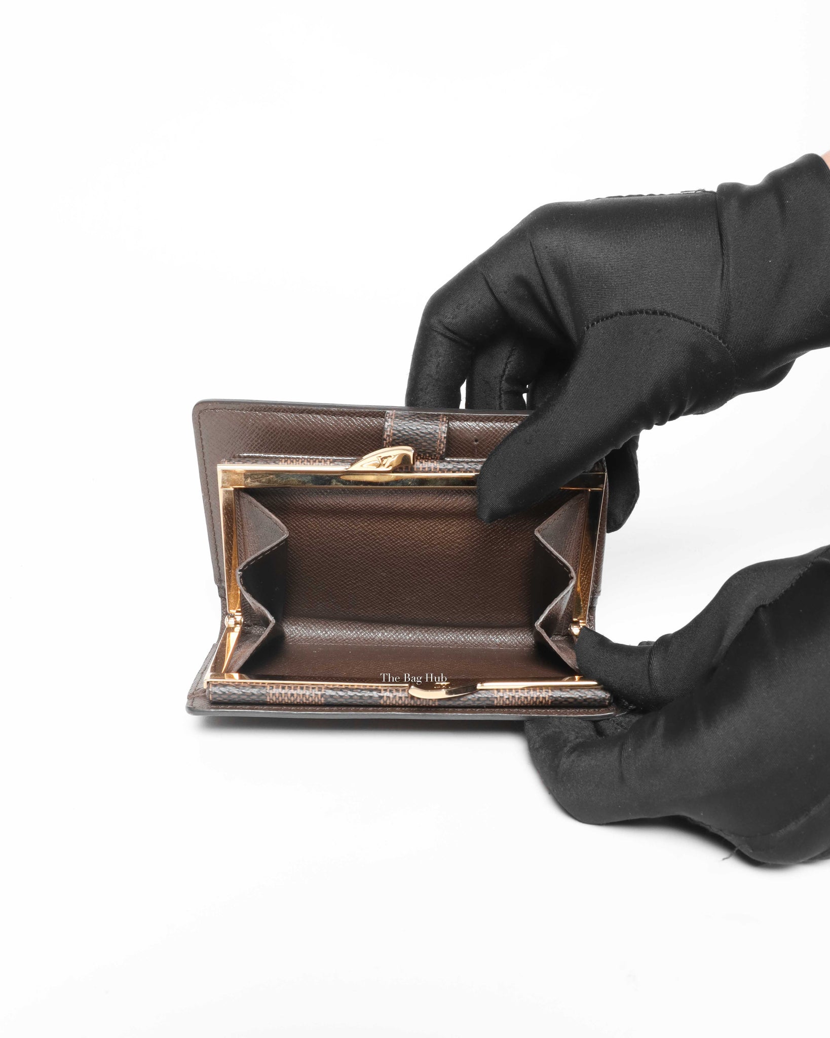 Louis Vuitton Damier Ebene French Kisslock Bi-fold Wallet-11