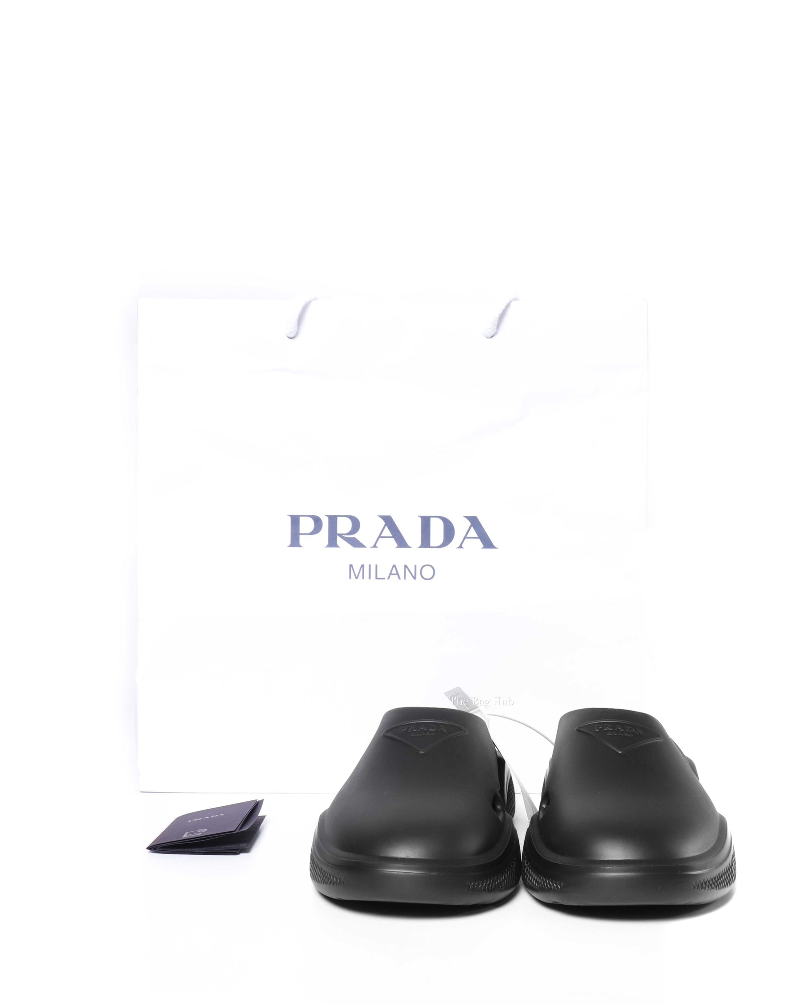 Prada Black Rubber Mellow Logo Men's Clogs Size 41-9