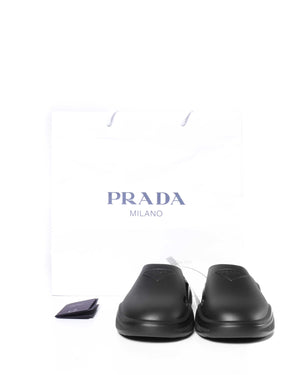 Prada Black Rubber Mellow Logo Men's Clogs Size 41-9