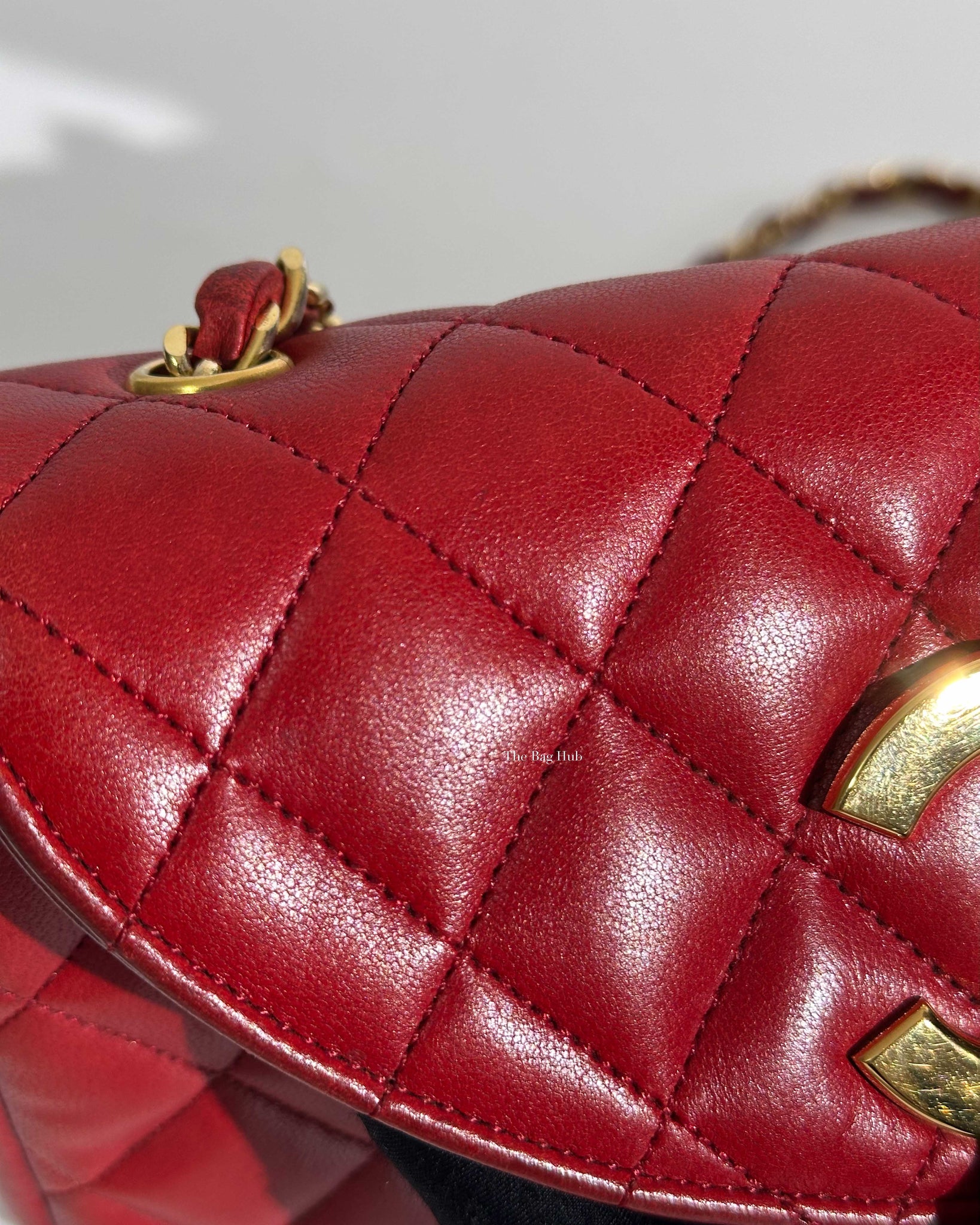 Chanel Red Lambskin Round Half Moon Vintage Sling Bag GHW