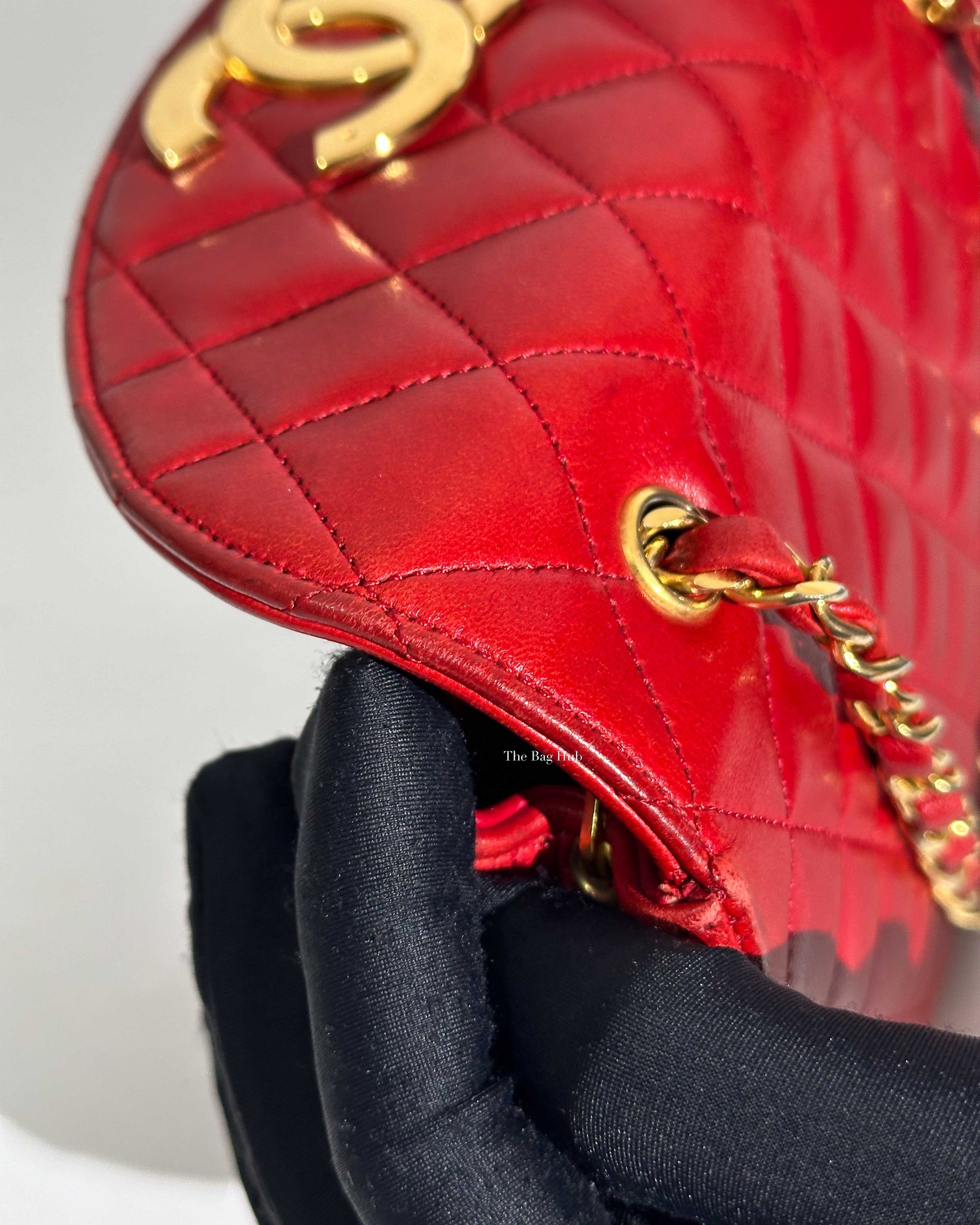 Chanel Red Lambskin Round Half Moon Vintage Sling Bag GHW
