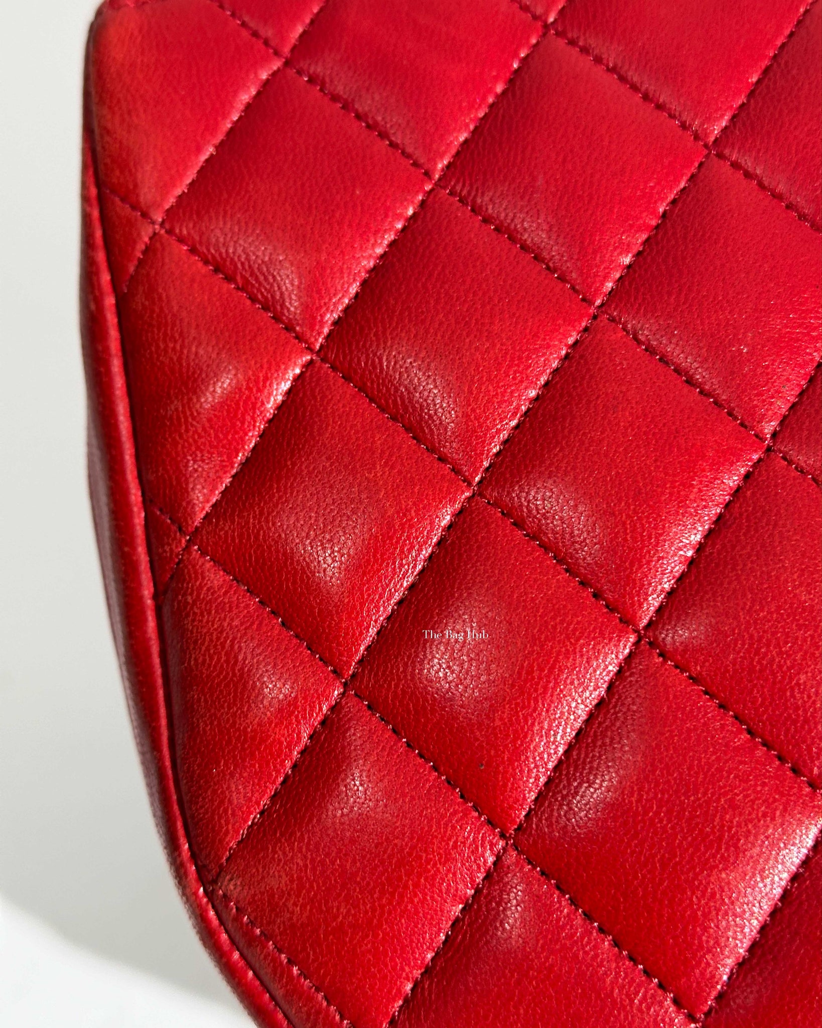 Chanel Red Lambskin Round Half Moon Vintage Sling Bag GHW
