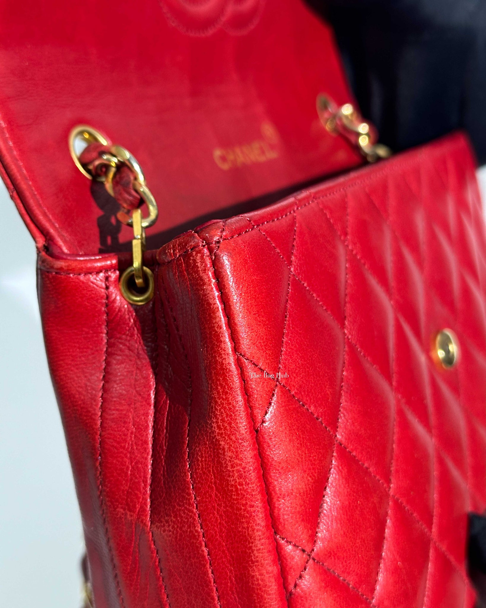 Chanel Red Lambskin Round Half Moon Vintage Sling Bag GHW