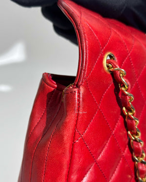 Chanel Red Lambskin Round Half Moon Vintage Sling Bag GHW