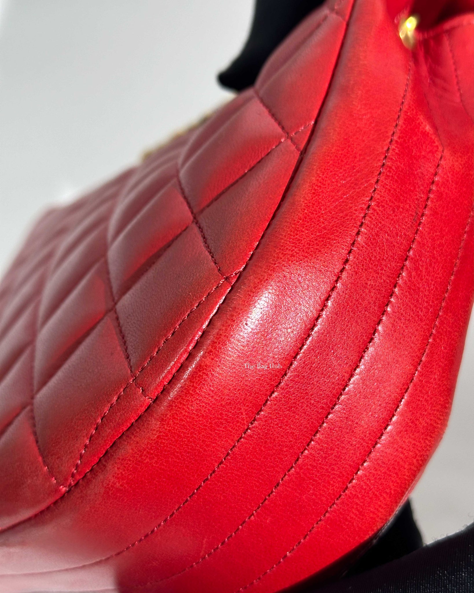 Chanel Red Lambskin Round Half Moon Vintage Sling Bag GHW