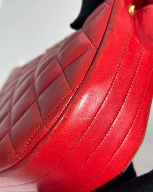Chanel Red Lambskin Round Half Moon Vintage Sling Bag GHW