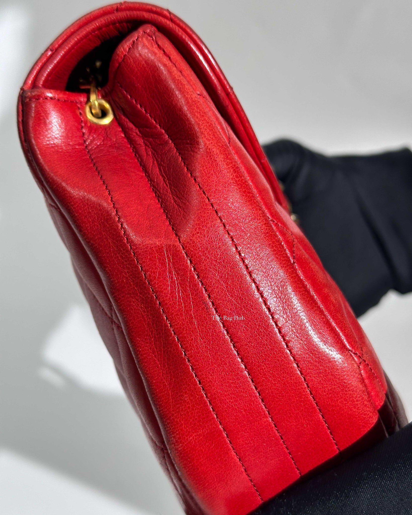 Chanel Red Lambskin Round Half Moon Vintage Sling Bag GHW