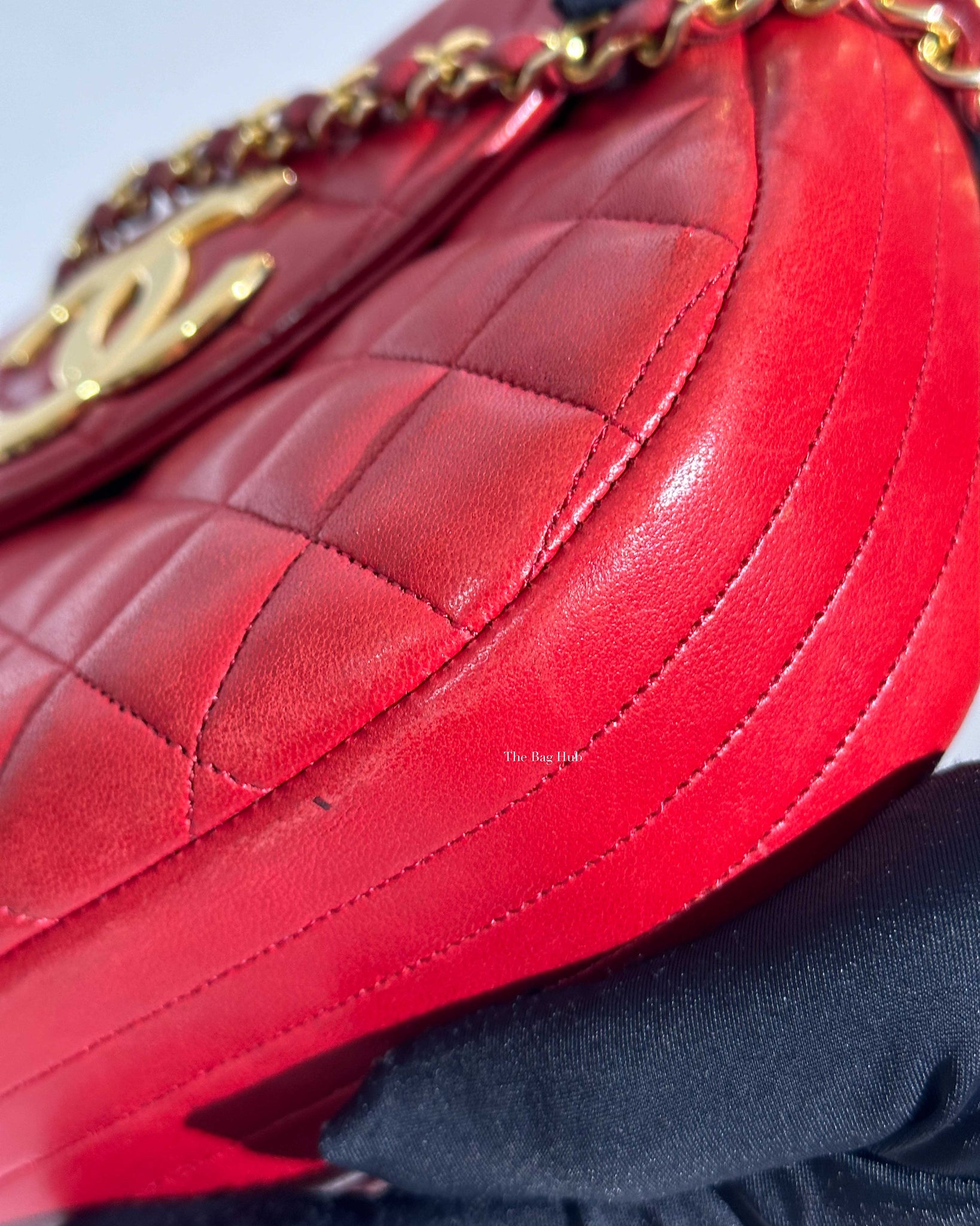 Chanel Red Lambskin Round Half Moon Vintage Sling Bag GHW