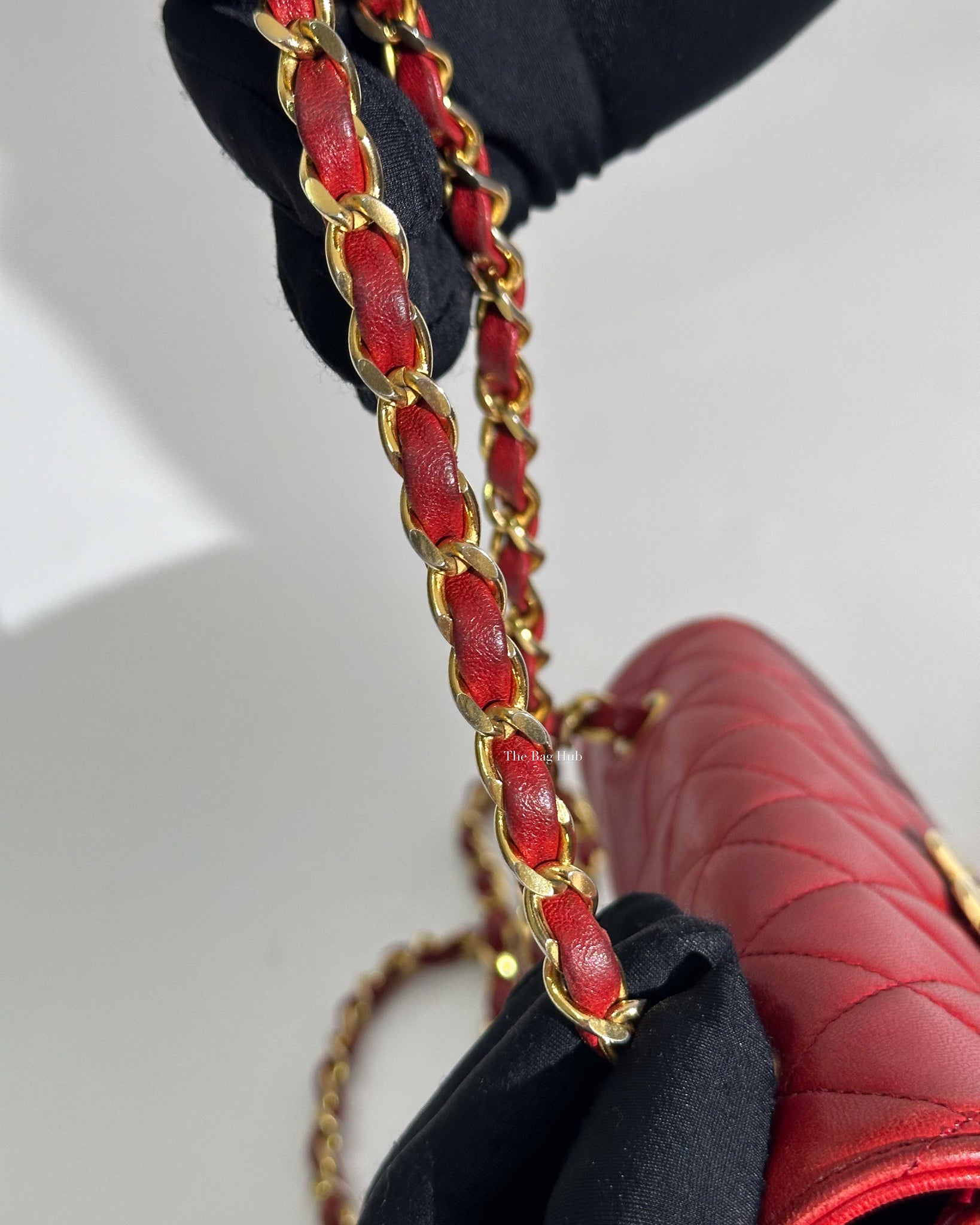 Chanel Red Lambskin Round Half Moon Vintage Sling Bag GHW