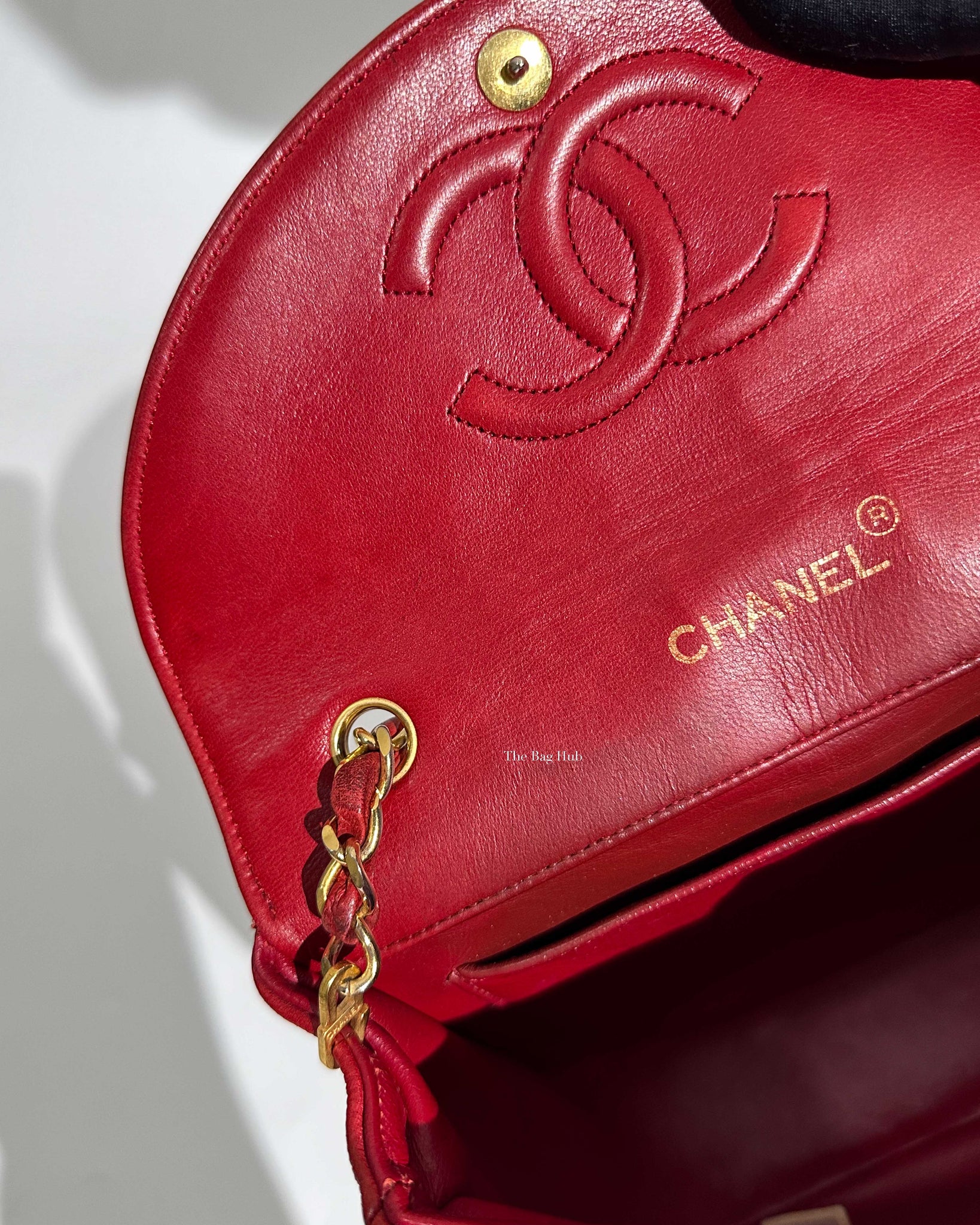 Chanel Red Lambskin Round Half Moon Vintage Sling Bag GHW