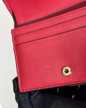 Gucci Hibiscus Red Microguccissima Bow Signature Leather Card Wallet-14
