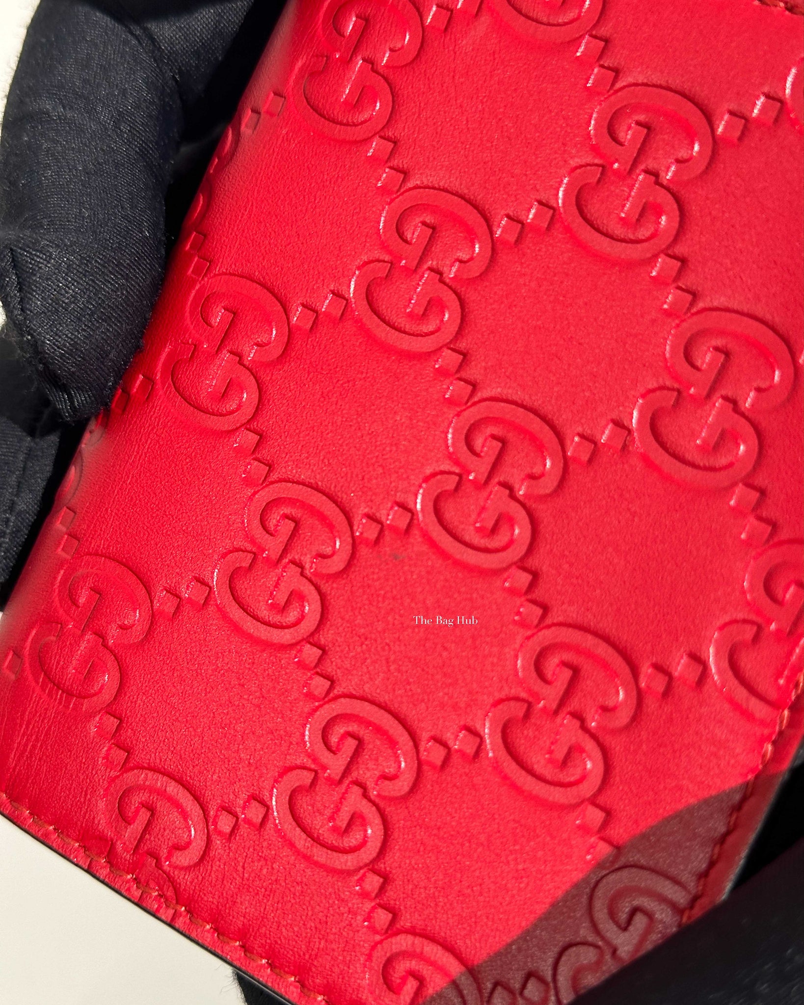 Gucci Hibiscus Red Microguccissima Bow Signature Leather Card Wallet-16
