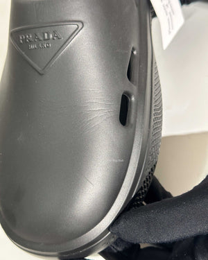 Prada Black Rubber Mellow Logo Men's Clogs Size 41-11