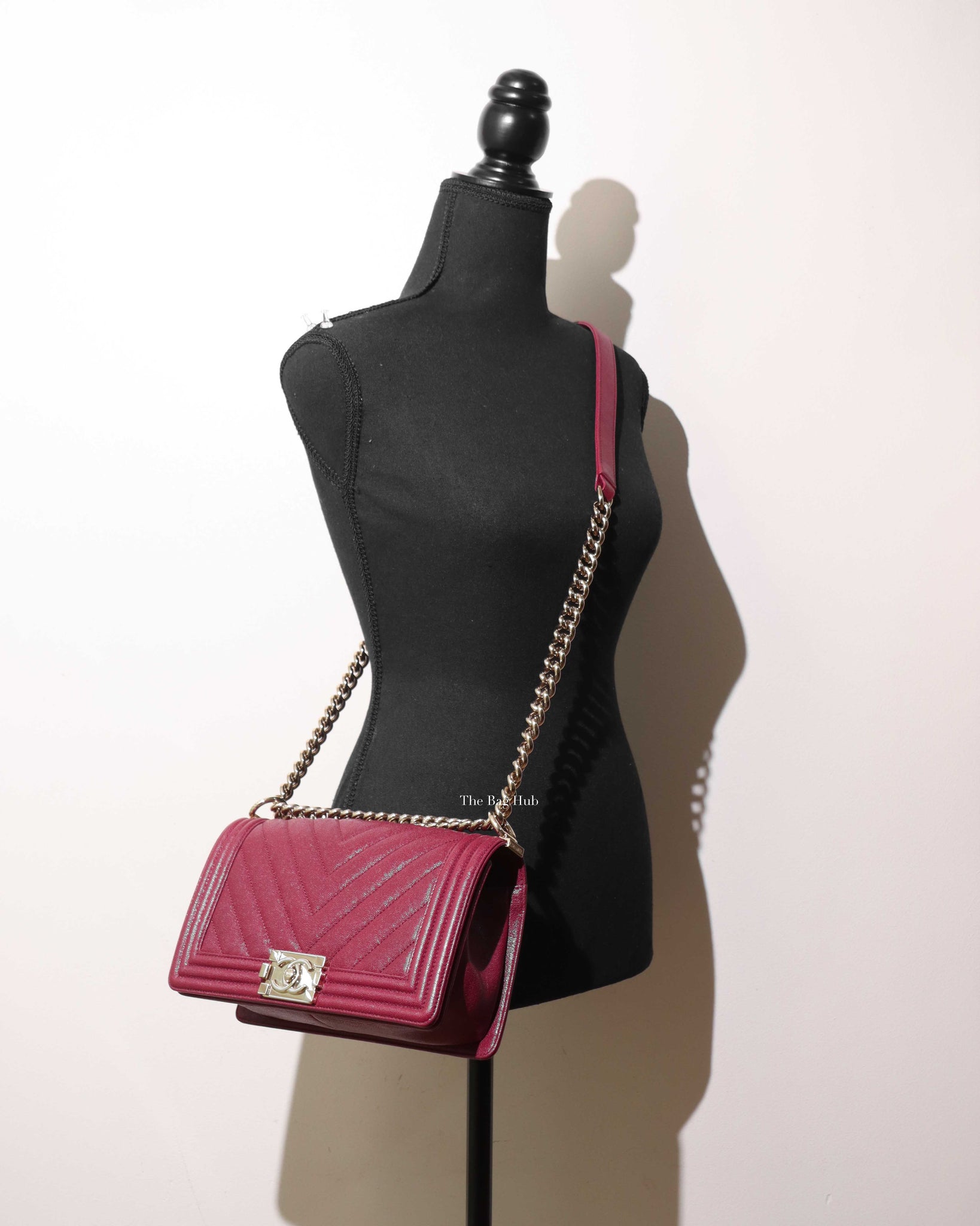 Chanel Maroon Caviar Leboy Old Medium GHW-12