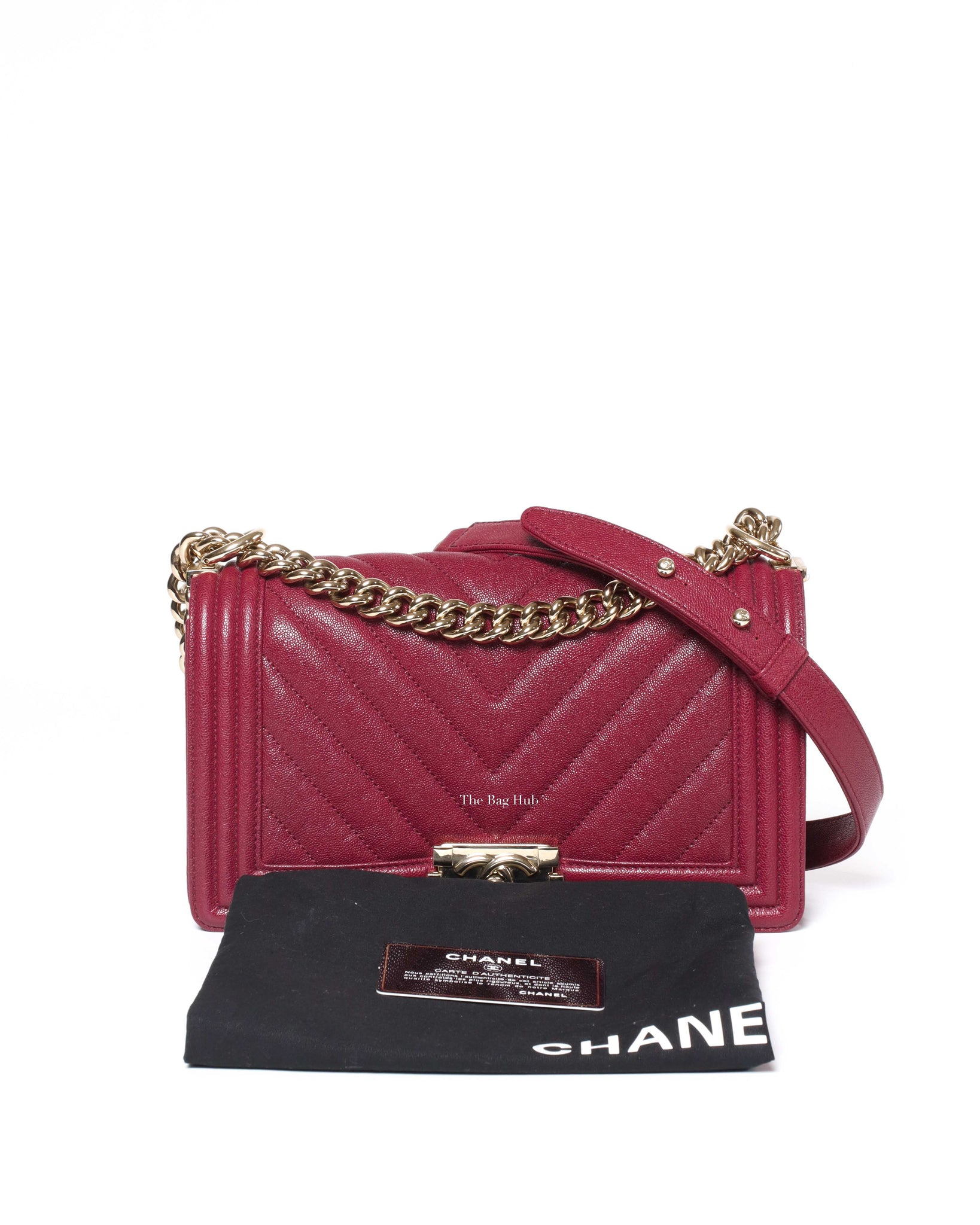Chanel Maroon Caviar Leboy Old Medium GHW-13