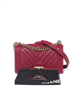 Chanel Maroon Caviar Leboy Old Medium GHW-13