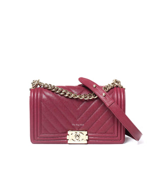 Chanel Maroon Caviar Leboy Old Medium GHW-2