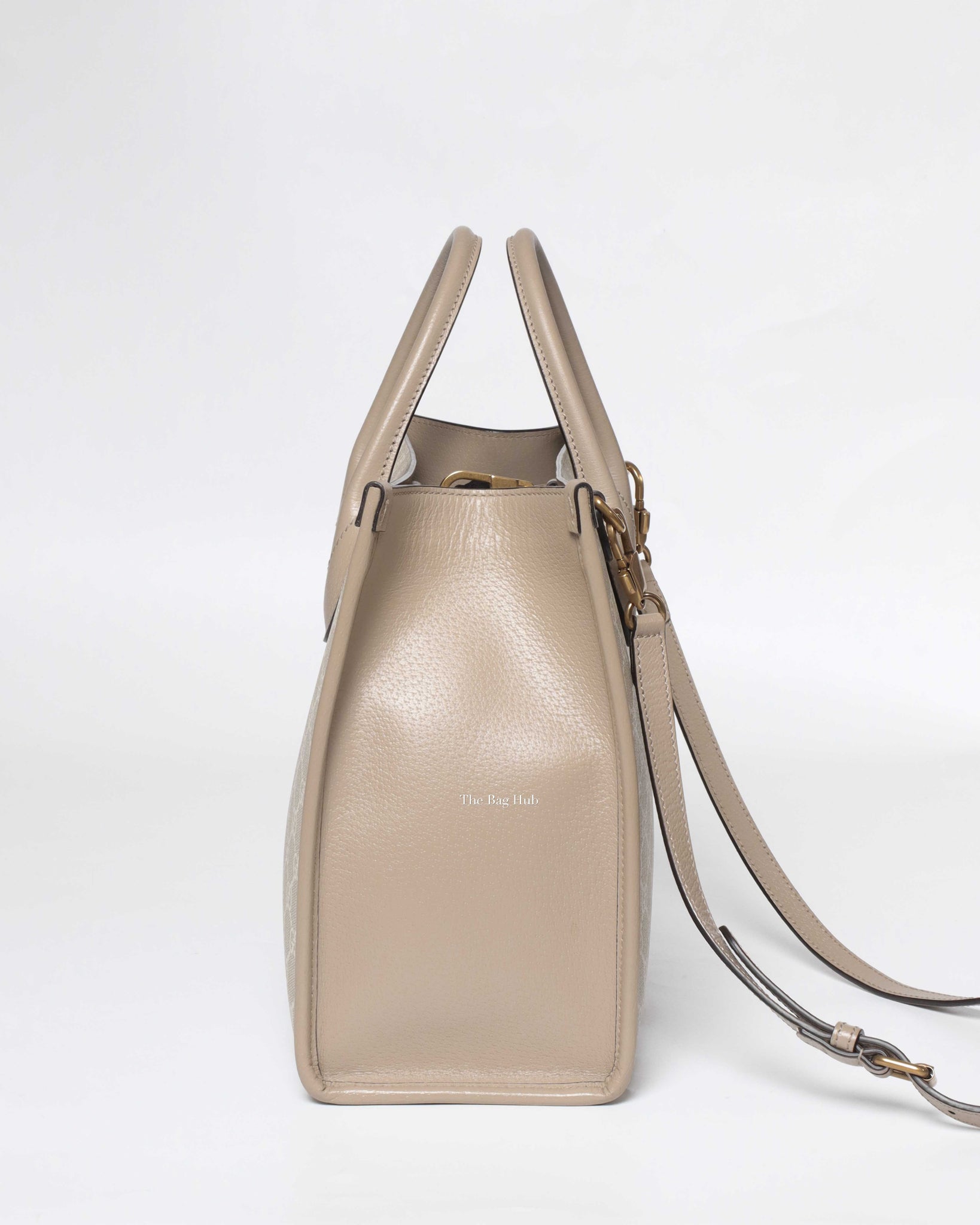 Gucci Beige and white GG Supreme canvas w/ Interlocking G Small Tote Bag-5