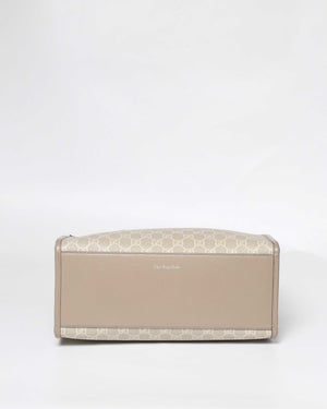 Gucci Beige and white GG Supreme canvas w/ Interlocking G Small Tote Bag-6