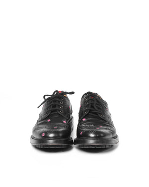 Gucci Black Web Floral-Embroidered Leather Brogues Men's Shoes Size 6.5-3