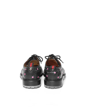 Gucci Black Web Floral-Embroidered Leather Brogues Men's Shoes Size 6.5-6
