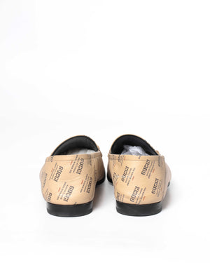 Gucci Beige Invite Print Brixton Loafers Men's Size 7-6