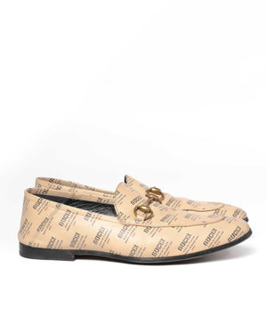 Gucci Beige Invite Print Brixton Loafers Men's Size 7-4