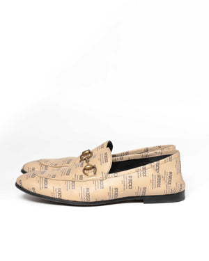 Gucci Beige Invite Print Brixton Loafers Men's Size 7-5