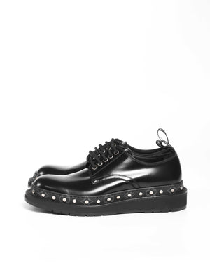 Louis Vuitton Black Glazed Calf Leather Line Derby Men's Size 7-6
