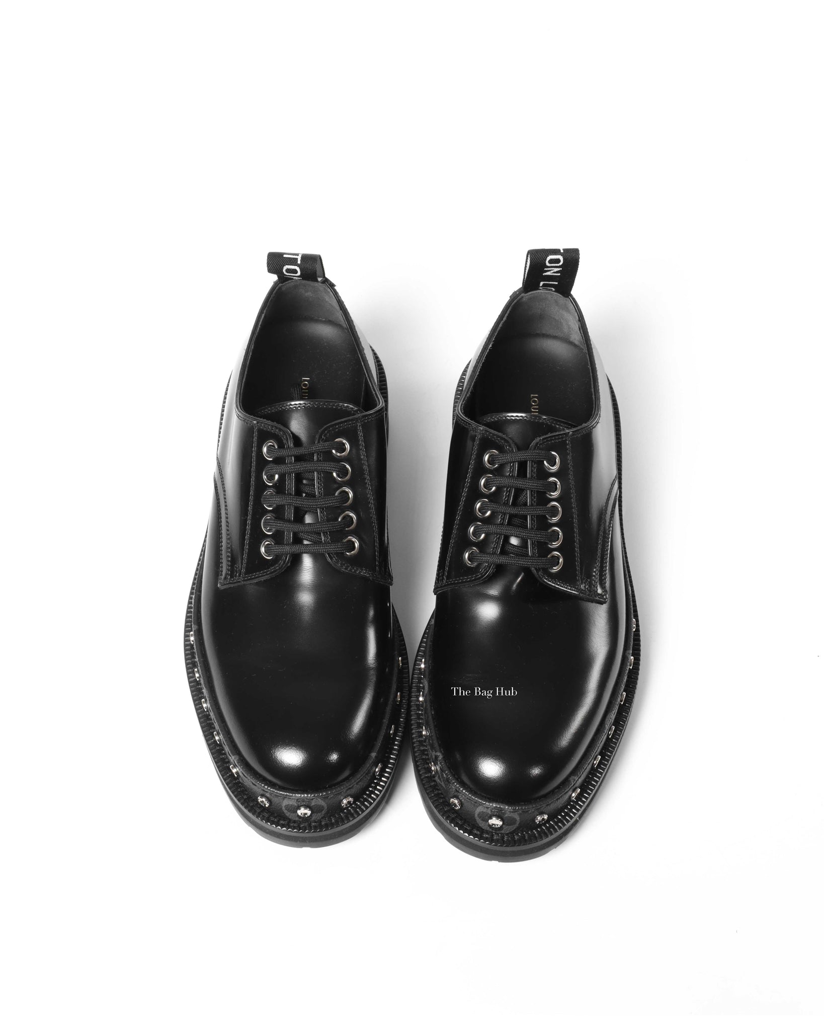 Louis Vuitton Black Glazed Calf Leather Line Derby Men's Size 7-9