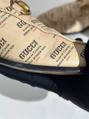 Gucci Beige Invite Print Brixton Loafers Men's Size 7-11