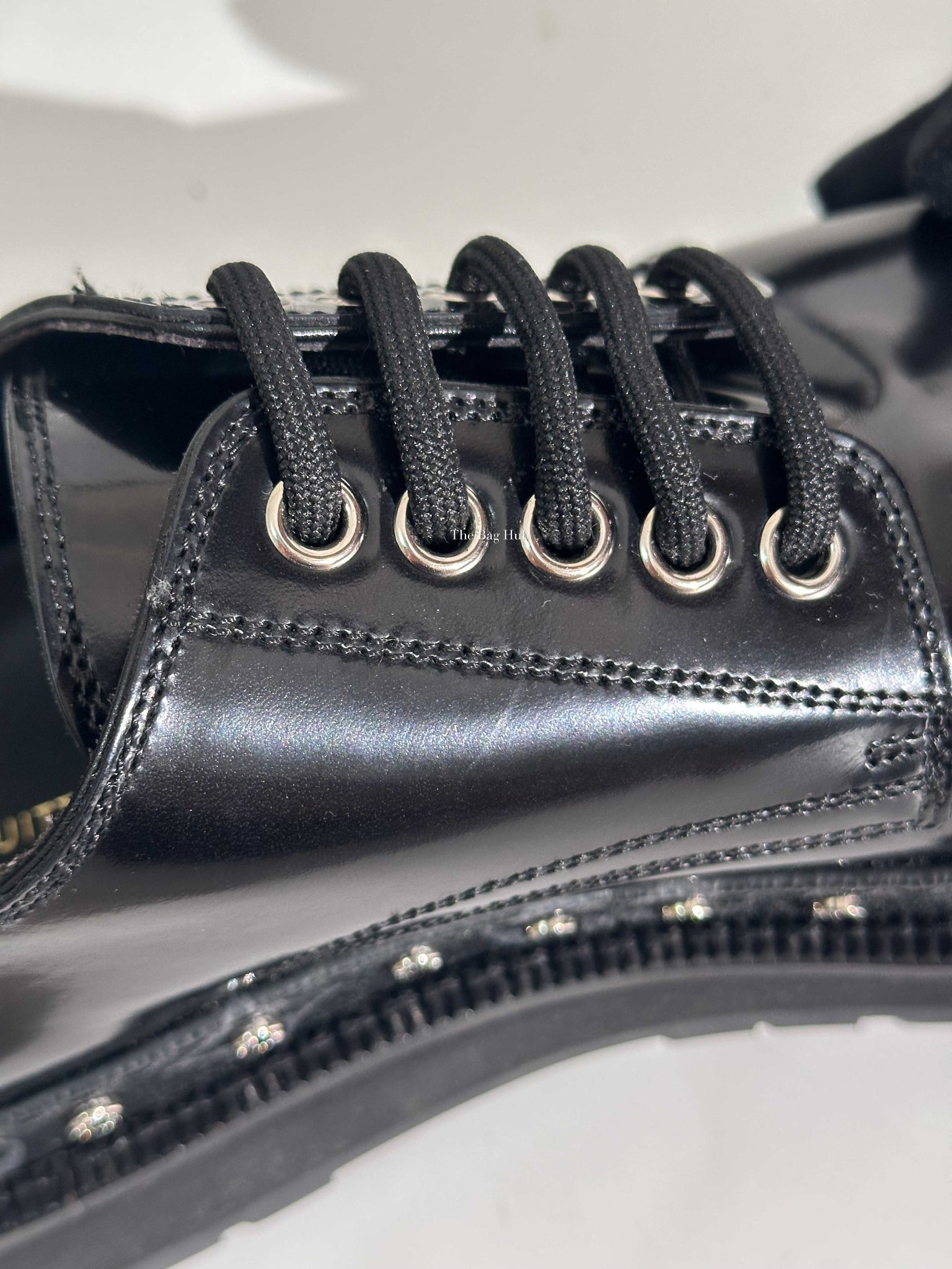 Louis Vuitton Black Glazed Calf Leather Line Derby Men's Size 7-11