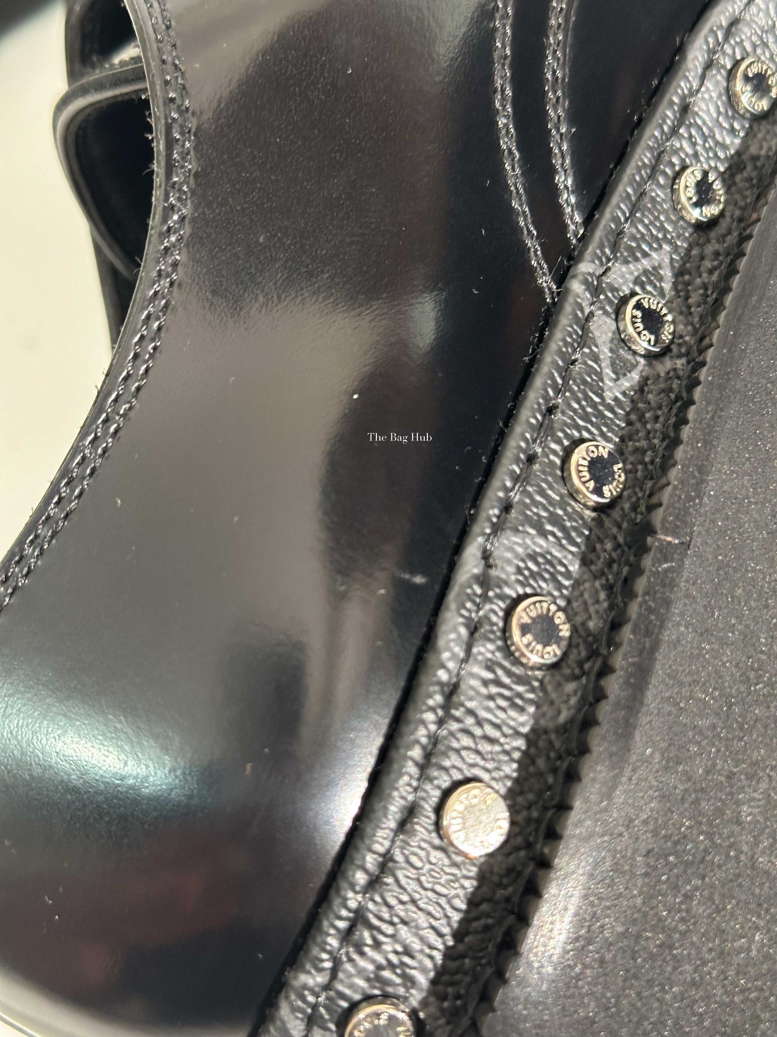 Louis Vuitton Black Glazed Calf Leather Line Derby Men's Size 7-12