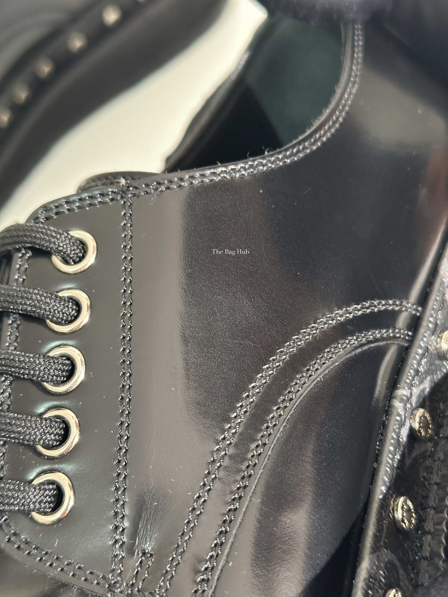 Louis Vuitton Black Glazed Calf Leather Line Derby Men's Size 7-13