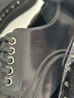 Louis Vuitton Black Glazed Calf Leather Line Derby Men's Size 7-13