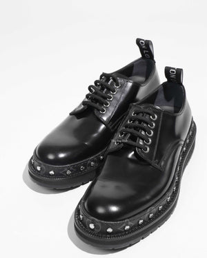 Louis Vuitton Black Glazed Calf Leather Line Derby Men's Size 7-1