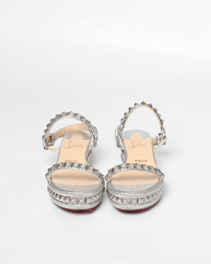 Christian Louboutin Silver Pyraclou 60 Sandals Size 38