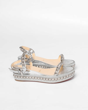 Christian Louboutin Silver Pyraclou 60 Sandals Size 38