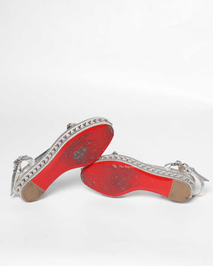 Christian Louboutin Silver Pyraclou 60 Sandals Size 38