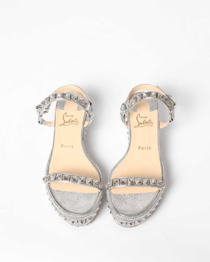 Christian Louboutin Silver Pyraclou 60 Sandals Size 38