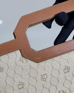 Christian Dior Beige/Brown Honeycomb Vintage Foldover Clutch-13
