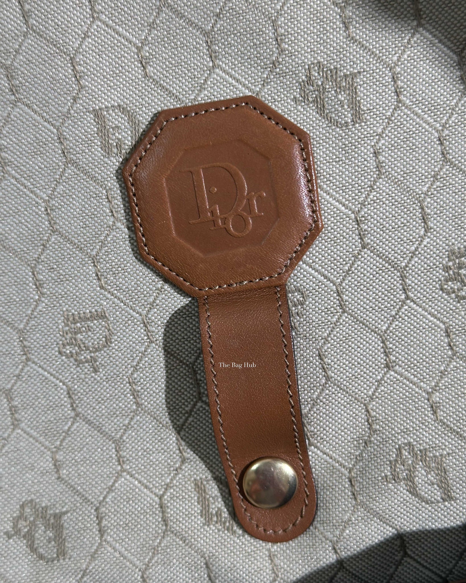 Christian Dior Beige/Brown Honeycomb Vintage Foldover Clutch-14