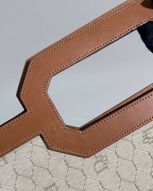 Christian Dior Beige/Brown Honeycomb Vintage Foldover Clutch-18