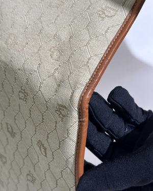 Christian Dior Beige/Brown Honeycomb Vintage Foldover Clutch-21