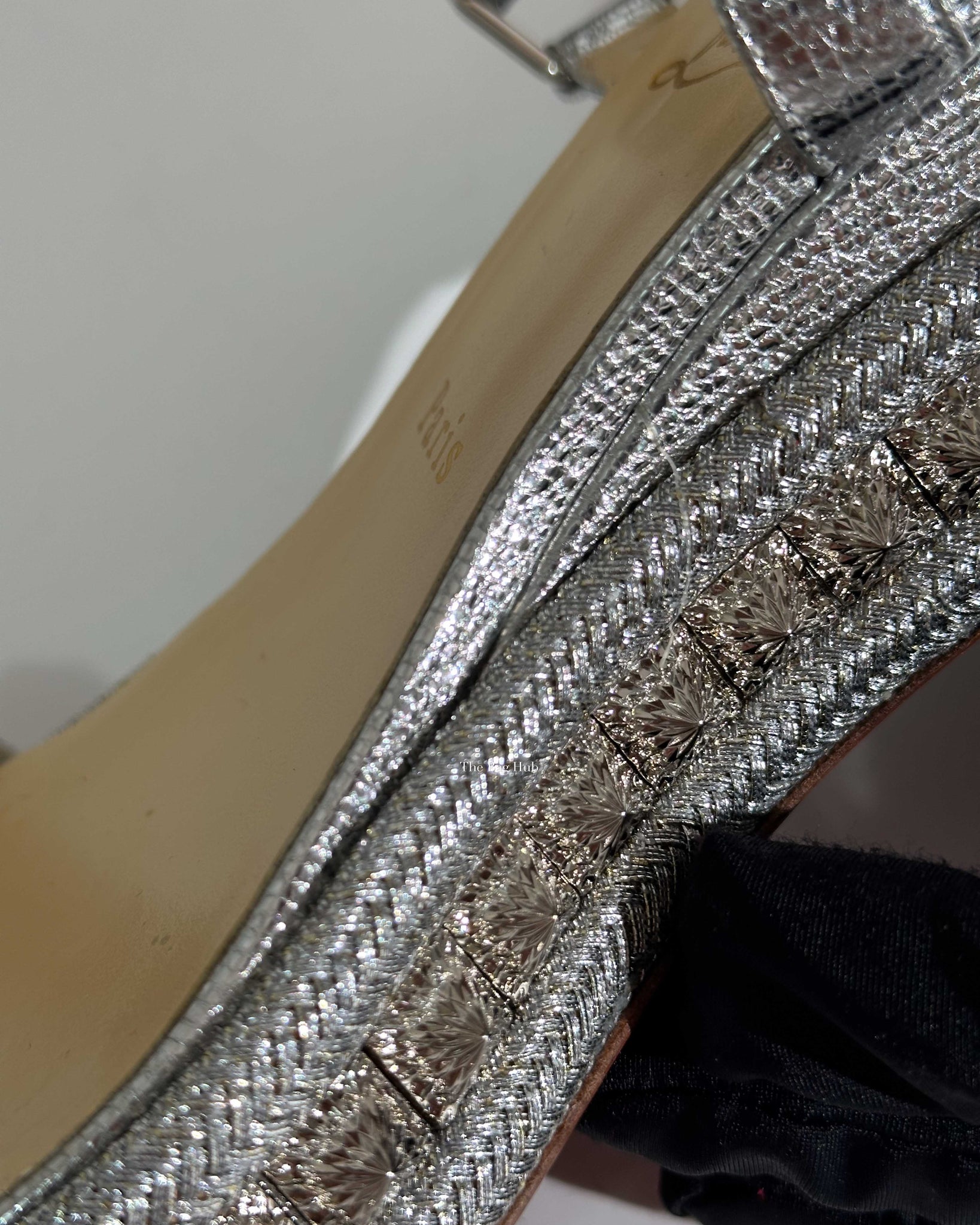 Christian Louboutin Silver Pyraclou 60 Sandals Size 38