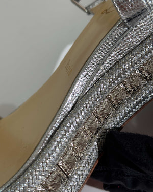 Christian Louboutin Silver Pyraclou 60 Sandals Size 38