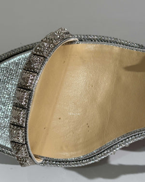 Christian Louboutin Silver Pyraclou 60 Sandals Size 38
