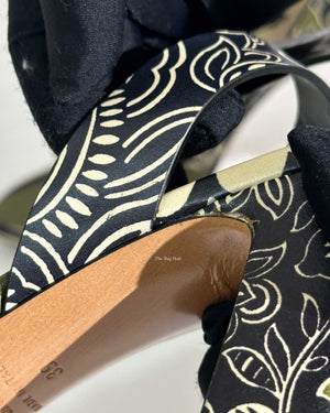 Valentino Green Printed Block Heel Sandals Size 39