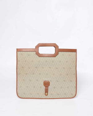 Christian Dior Beige/Brown Honeycomb Vintage Foldover Clutch-3